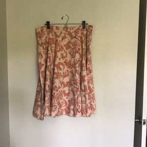 Retro Tiki Print Midi Skirt